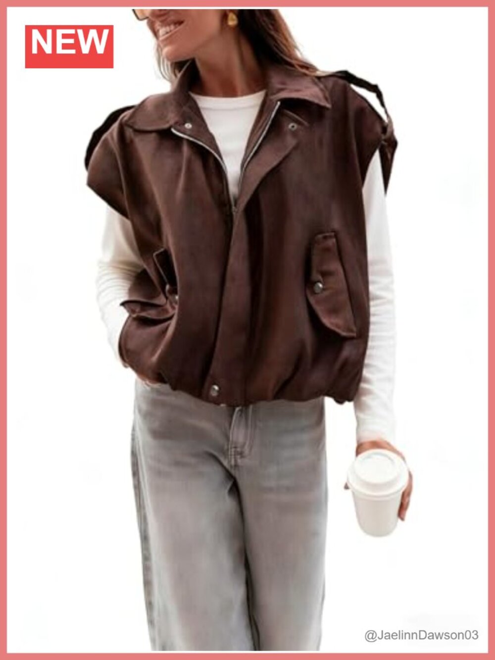 Womens Faux Suede Vest Oversized Lapel Pilot Sleeveless Jacket Fall Trendy